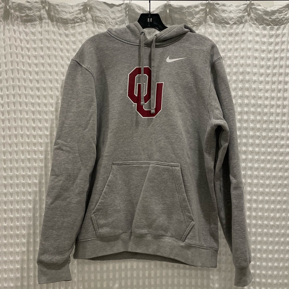 NIKE OKLAHOMA SOONERS MENS GREY CLUB LONG SLEEVE HOODIE